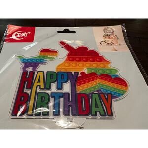 Acrylic Birthday Cake Topper Fidget Popper Rainbow Unicorn Dinosaur NEW NIP